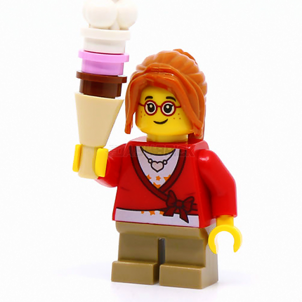 LEGO Minifigure - Girl with Ice-Cream, Sweater with Bow, Heart Necklace [CITY]