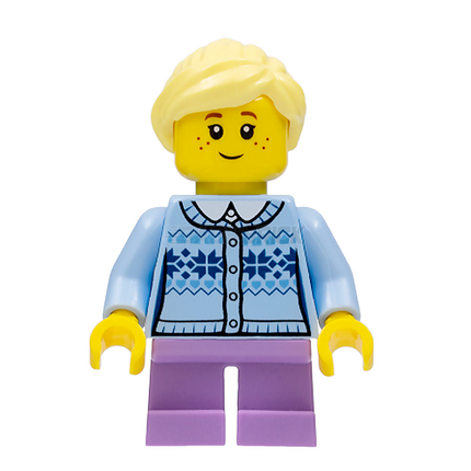 LEGO Minifigure - Girl - Fair Isle Sweater, Ponytail, Freckles [CITY]