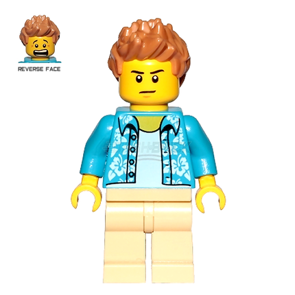 LEGO Minifigure - Hawaiian Shirt Guy, Tan Legs, Hair Spiked [CITY]