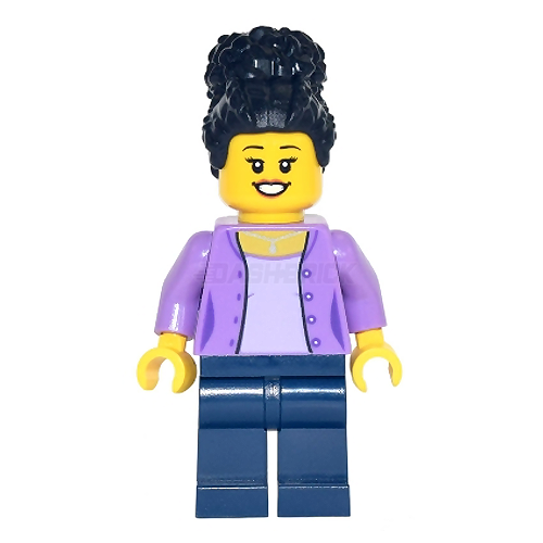 LEGO Minifigure - Mom/Mum - Lavender Jacket, Black Coiled Hair [CITY]