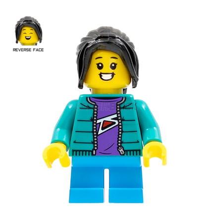 LEGO Minifigure - Child Girl, Turquoise Winter Jacket, Purple Shirt [CITY]