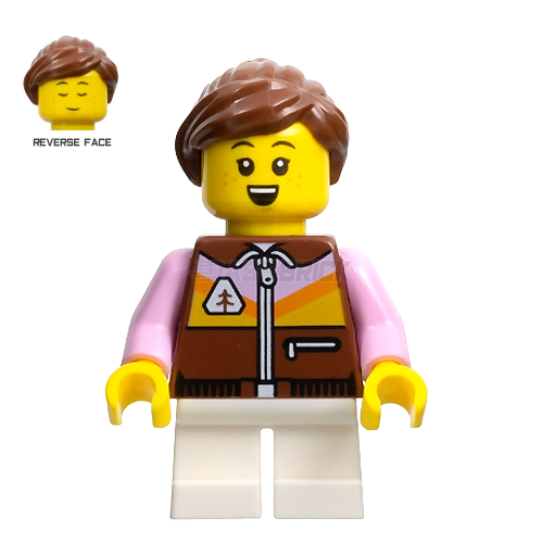 LEGO Minifigure - Child Girl, Brown Jacket, Brown Ponytail [CITY]