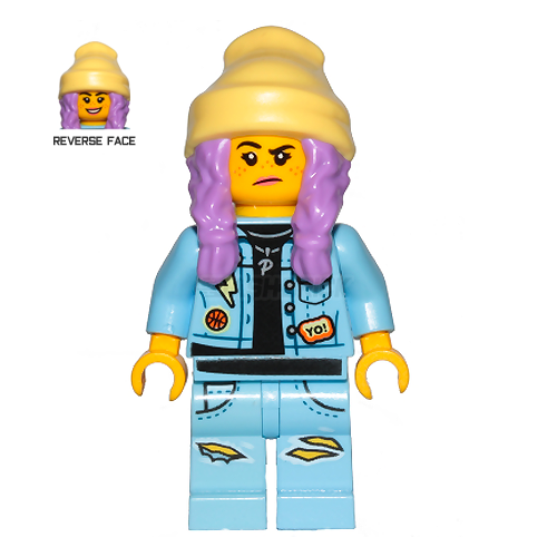 LEGO Minifigure - Parker L. Jackson - Denim Jacket & Pants, Beanie (Smile/Grumpy) [HIDDEN SIDE]