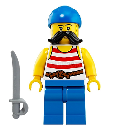 LEGO Minifigure - Pirate, Port Hand, Moustache, Red & White Striped Shirt [PIRATES]