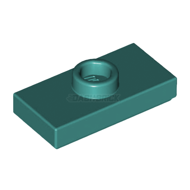 LEGO® Plate, Modified 1 x 2, 1 Stud with Groove, with Jumper, Dark Turquoise [15573]
