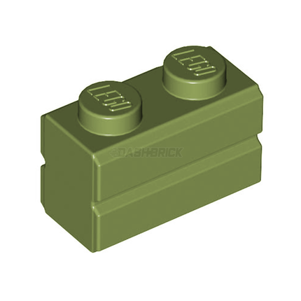 LEGO Brick, Modified 1 x 2, Masonry Profile, Olive Green [98283]