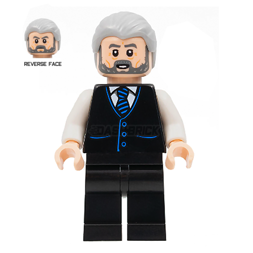 LEGO Minifigure Alfred Pennyworth Black Vest Gray Hair Batman DC DASHBRICK
