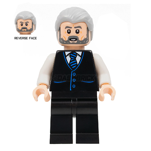 LEGO Minifigure - Alfred Pennyworth, Black Vest, Gray Hair, Batman [DC COMICS]