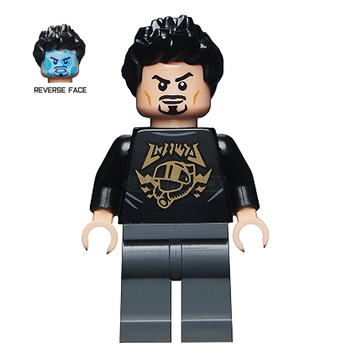 LEGO Minifigure - Tony Stark, Casual - Black Top, Gold Logo [MARVEL]
