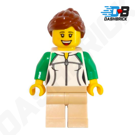 LEGO Minifigure - Female, Ponytail, White and Green Sweatshirt [CITY]