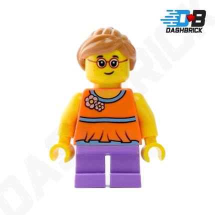LEGO Minifigure - Girl, Orange Top, Medium Lavender Legs [CITY]