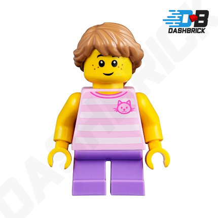 LEGO Minifigure - Girl/Child, Pink Striped Cat Shirt [CITY]