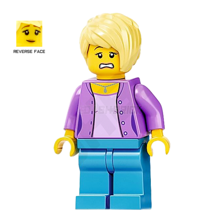 LEGO Minifigure - "Karen", Female/Woman, Jacket, Blue Legs, Short Blonde Hair [CITY]