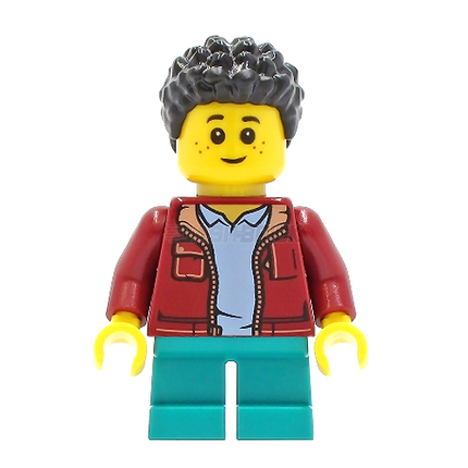 LEGO Minifigure - Child Boy, Dark Red Jacket, Black Short Coiled Hair [CITY]