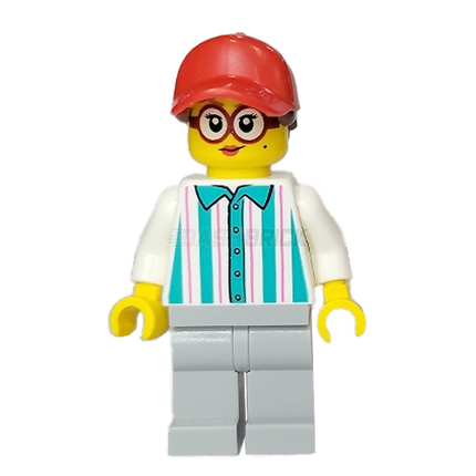 LEGO Minifigure - Pretzel Vendor, Female, Red Cap, Glasses [CITY]