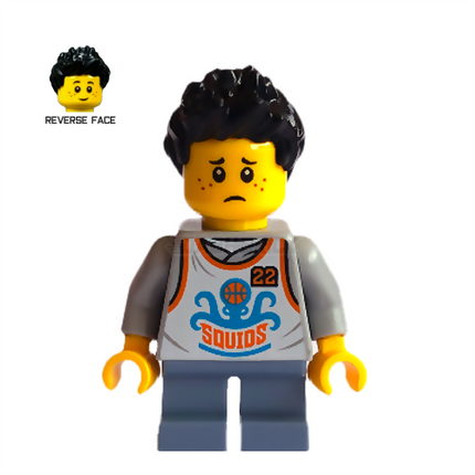 LEGO Minifigure - Child Boy, "Wade", Basketball "Squids" 22 [CITY/HIDDEN SIDE]