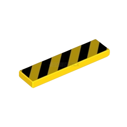 LEGO Tile 1 x 4, Yellow with Caution Print [2431pb725]