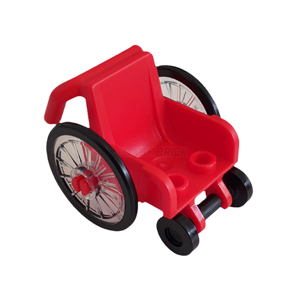 LEGO Minifigure Accessory - Wheelchair, Red, Clear Wheels (24312 / 24314c01 / 2496) [98382pb009]