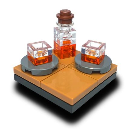LEGO "The Whiskey Table" - Bottle, 2 Glasses [MiniMOC]